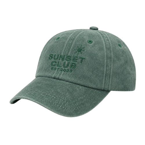 SUNSET CLUB GREEN WASHED CAP