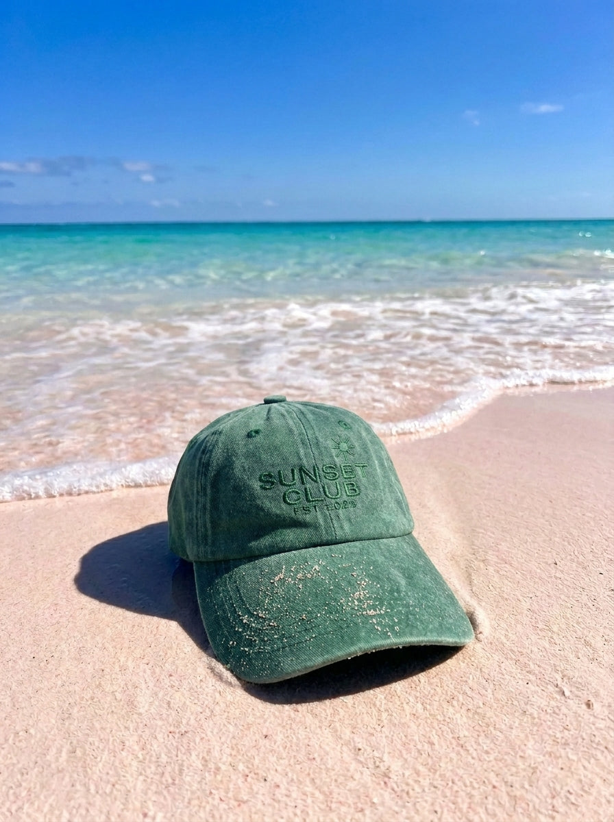 SUNSET CLUB GREEN WASHED CAP