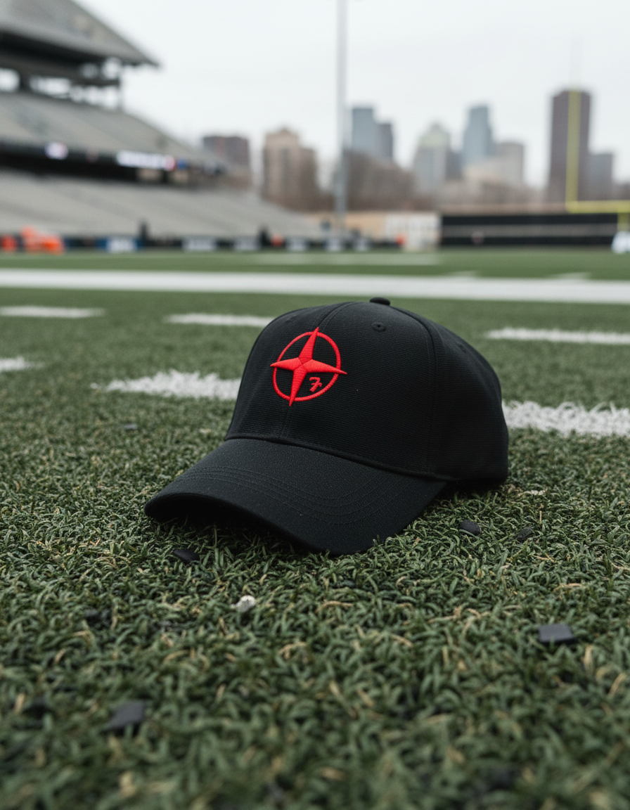 Black X Red Compass Cap